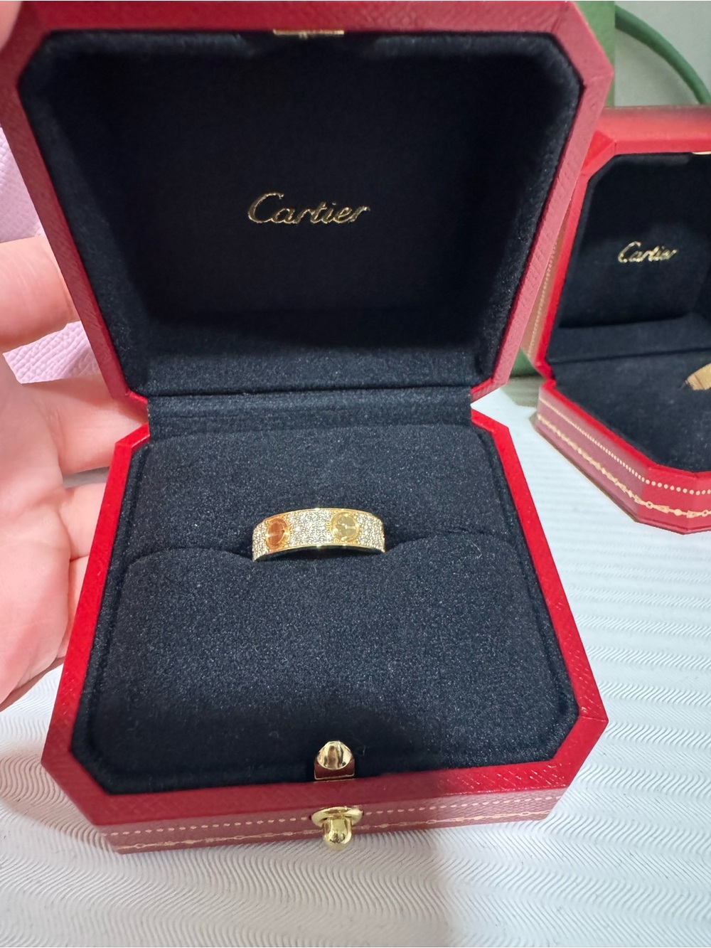 Cartier Yellow Gold Paved Love Ring - Picture 2 of 5